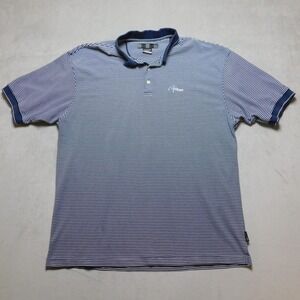 Nike Golf Mens Dri-FIT Striped Polo Shirt Navy Blue White Treetops Resort XL